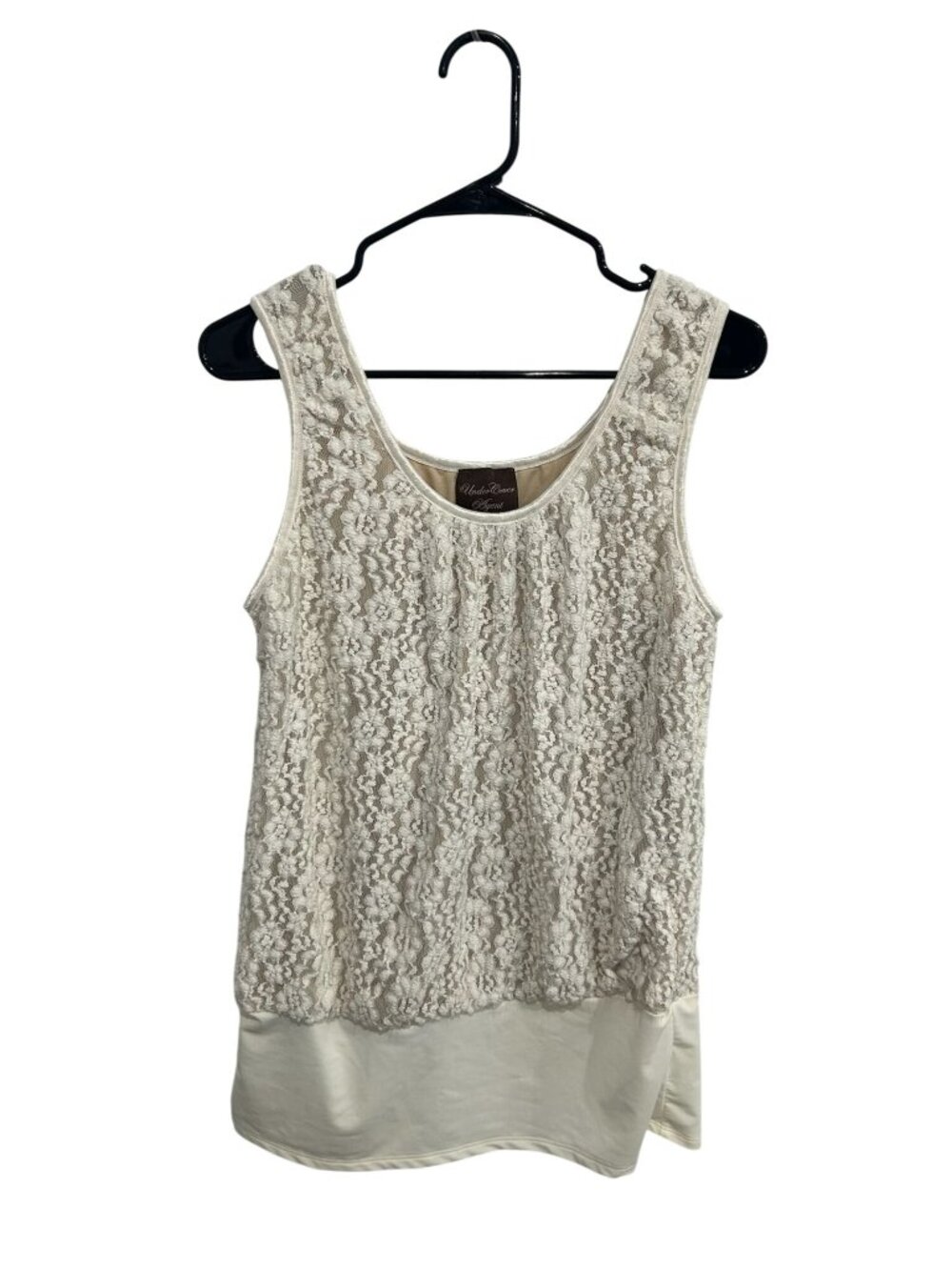 Under Cover Agent XL Ivory Sleeveless Lace Overlay Tank Top Romanticcore